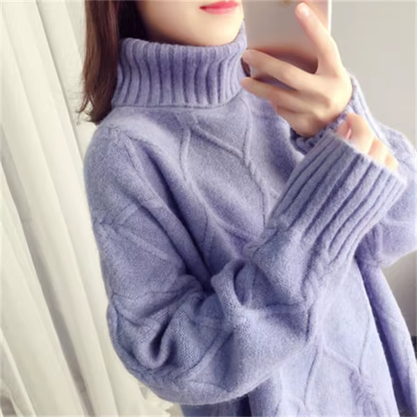 Épaissir chaud col haut Pull pour femmes pulls décontracté automne hiver