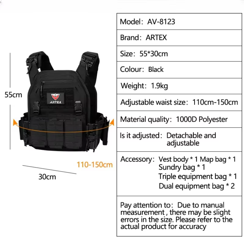 Gilet tactique porte-plaque de Paintball, tissu 1000D, porte-plaque à dégagement rapide, plaque découpée au Laser avec Triple pochette pour magazines 