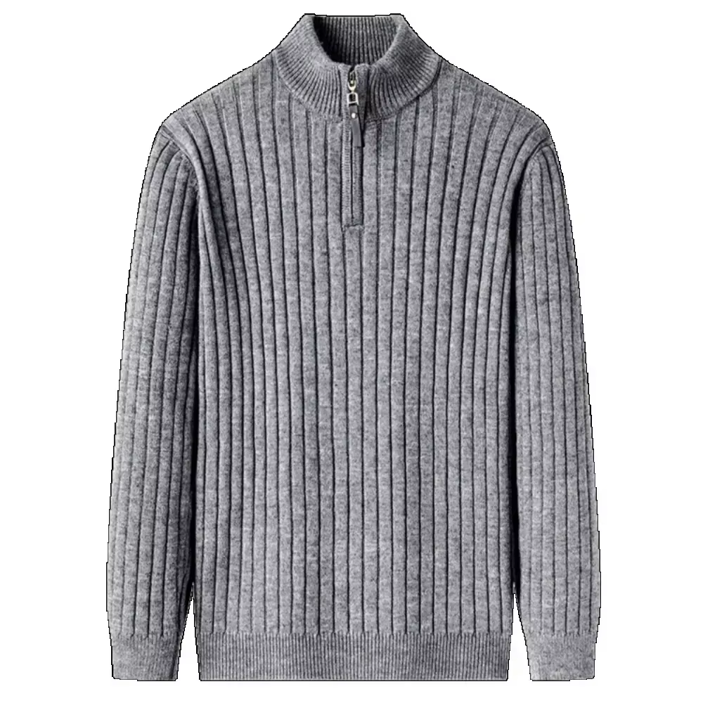 Pull pour hommes hiver quart de fermeture éclair pull coupe ajustée décontracté tricoté hauts pullover