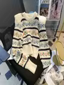 Faire l'édition han couleur rayure broderie épaule droite slams pull femme design sentiment doux vent d'automne nouveau fonds sh