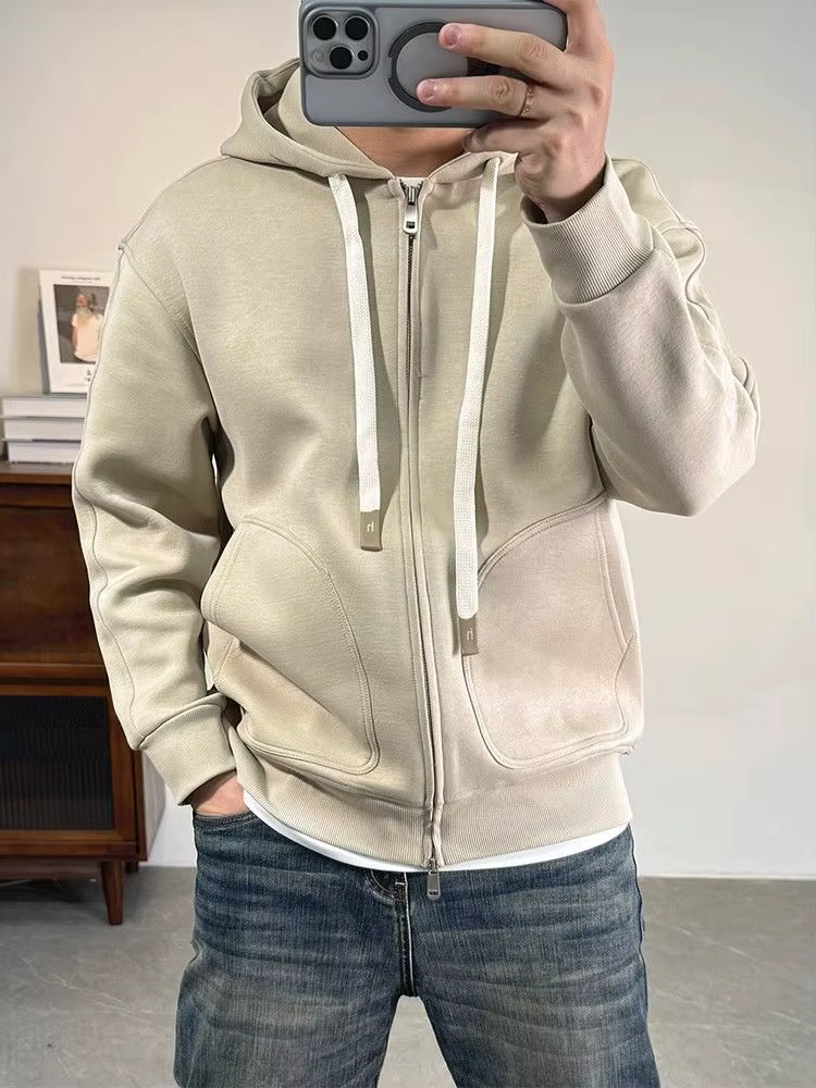 Sweat-shirt à capuche pour homme, automne et hiver, nouveau modèle polyvalent, simple, ample, à manches longues, fermeture éclair