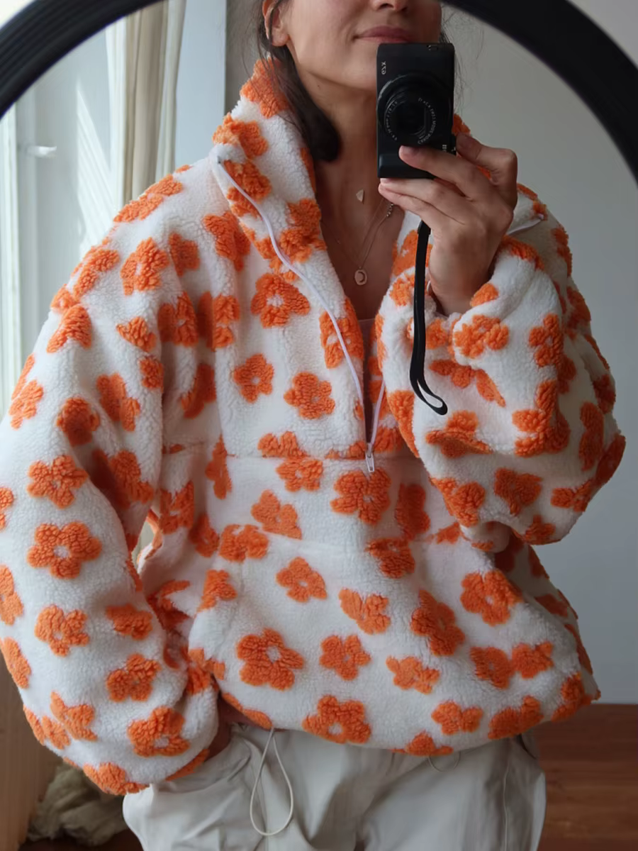 Yaminiya femmes 2025 nouvelle mode polaire fleur fleurs pull coton