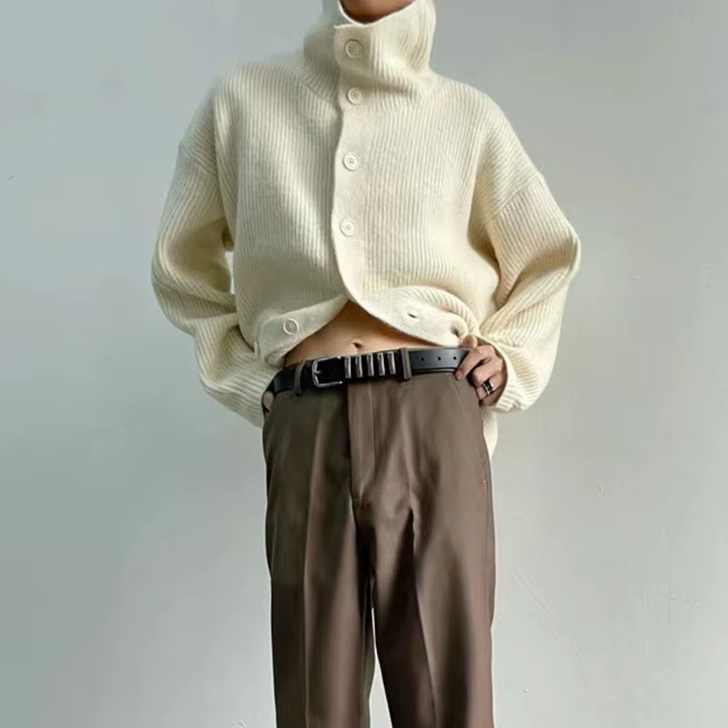 Nouveau pull simple à col roulé pour femme