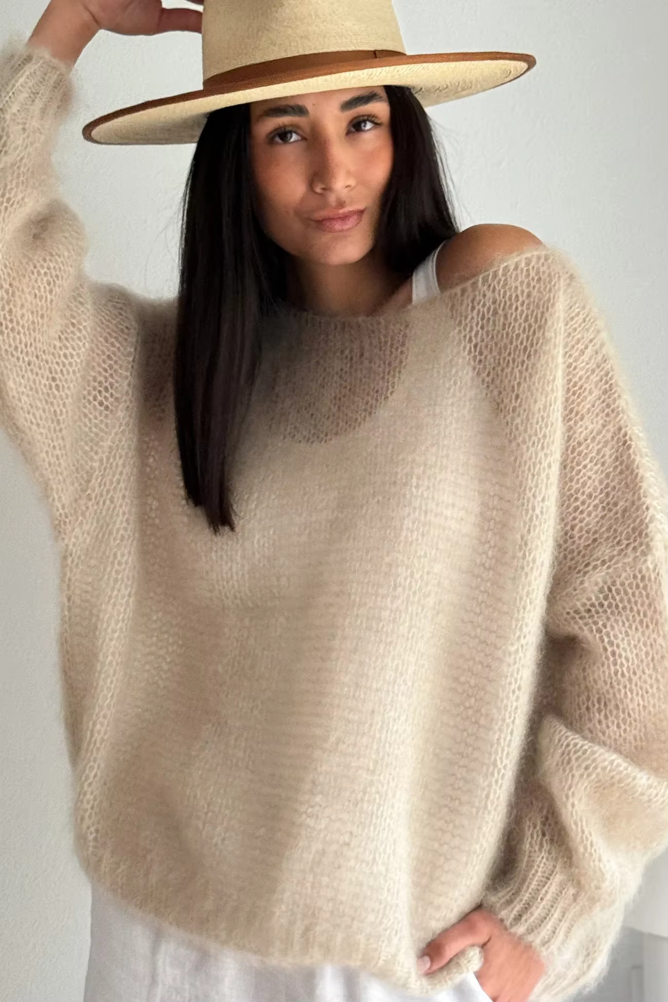 Pull bleu ciel décontracté pour femmes, épaules dénudées, confortable et élégant pour automne et hiver