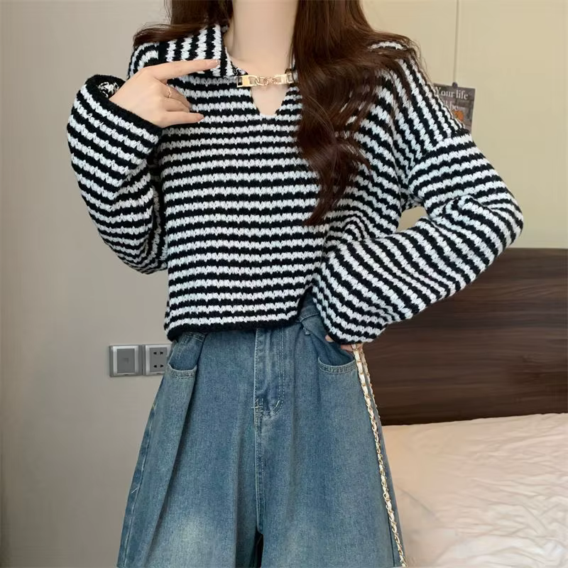 Chandails tricotés courts pour femmes suéteres jeunes De Mujer Style japonais pull attrayant automne basique solide