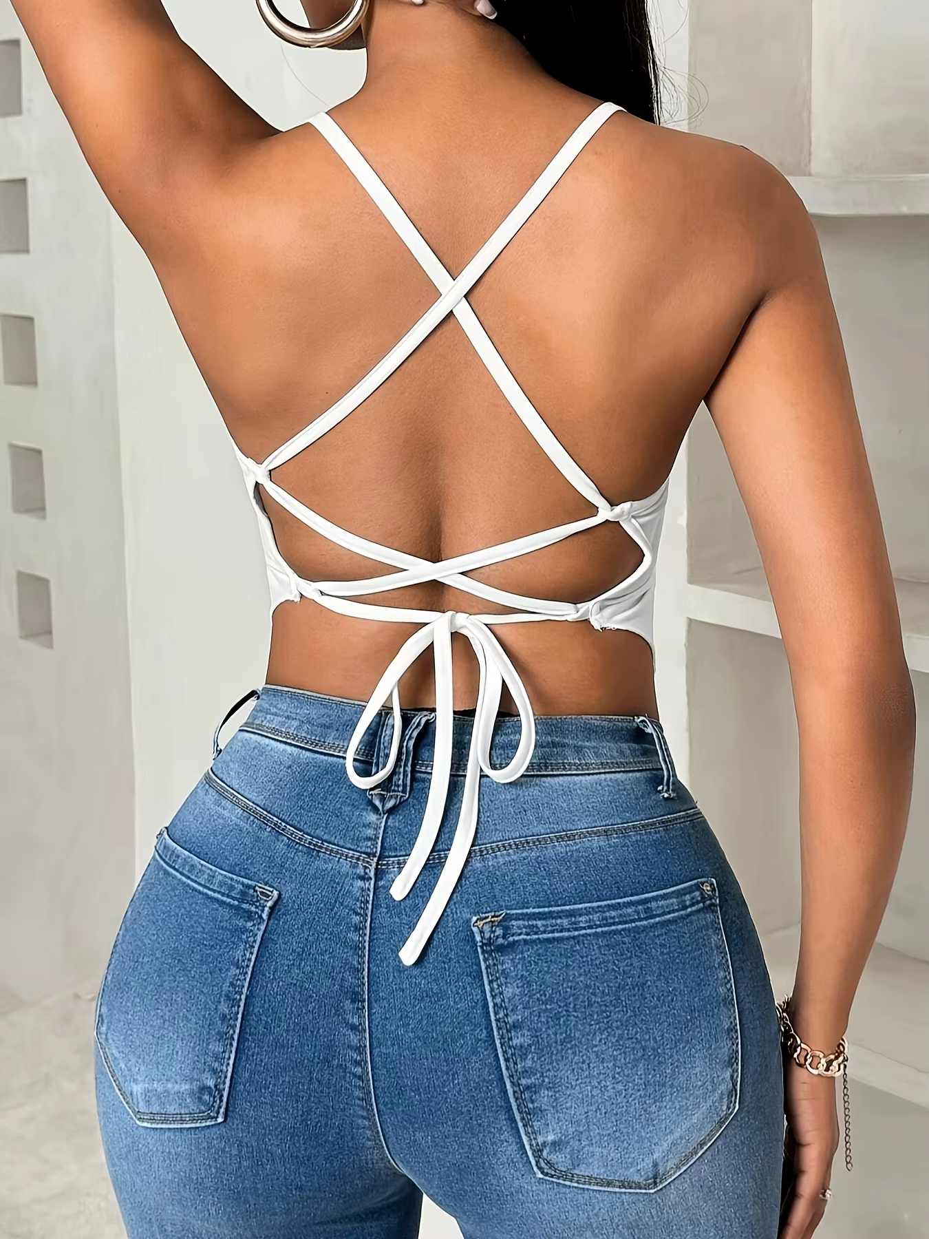 Gilet tissé surdimensionné blanc pour femme