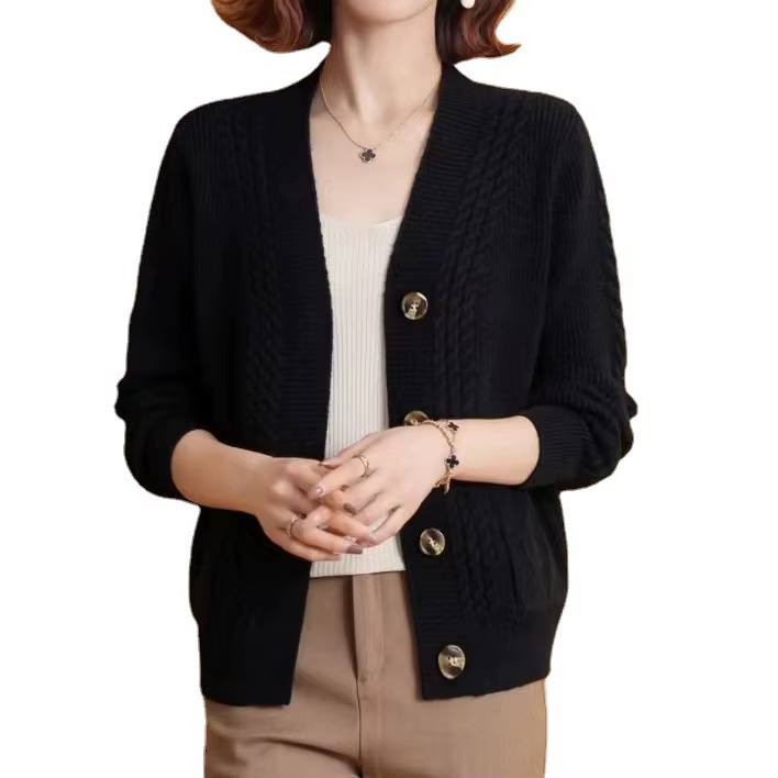 Pull Cardigan veste femme 2025 nouveau automne et hiver ample extérieur décontracté avec couleur unie Style étranger haut tricoté