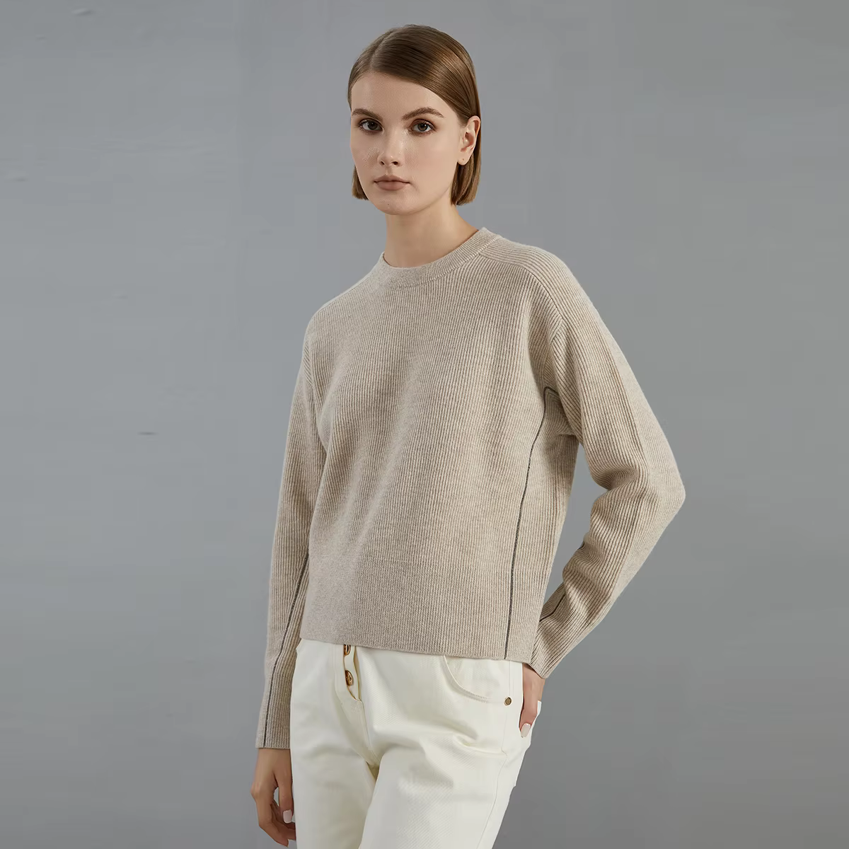 Pull en tricot à col rond pour femmes