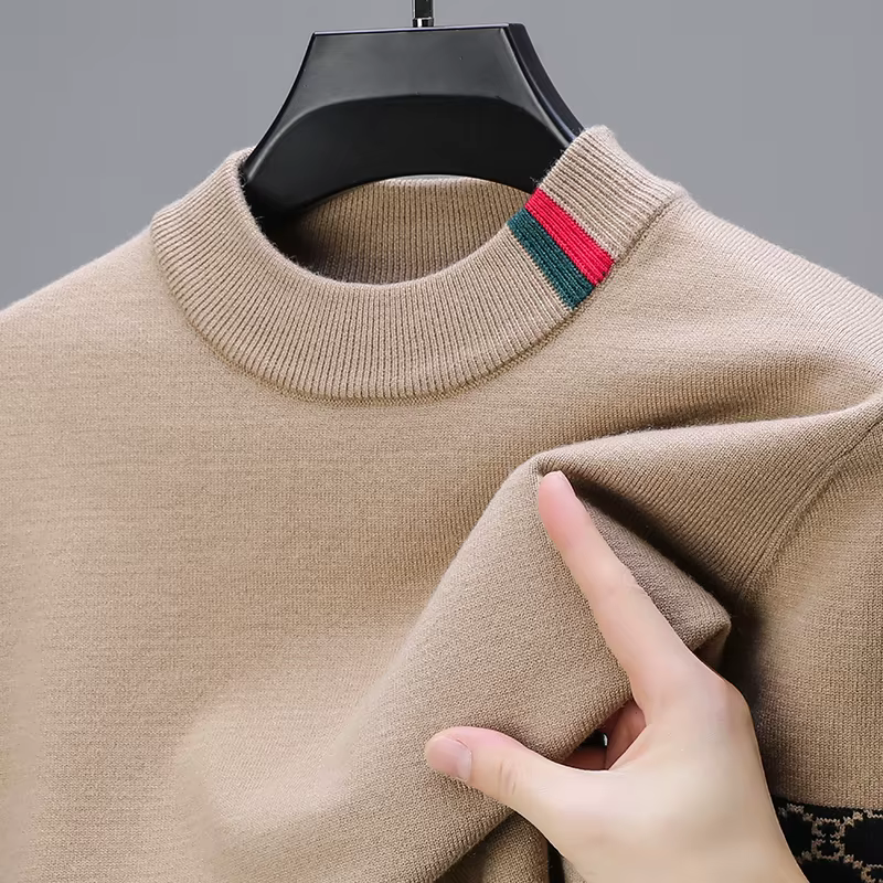 Fashion personnalité jacquard tricot pull luxe marque designer nouveau décontracté doux léger confort hommes col rond Hauts