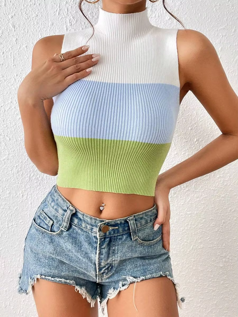Pull à col roulé multicolore pour femme