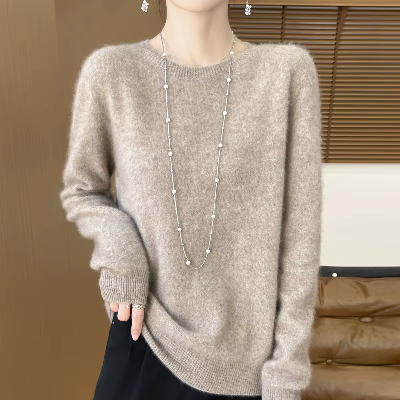 Femmes 100% laine mérinos pull nouvelle mode col rond hauts