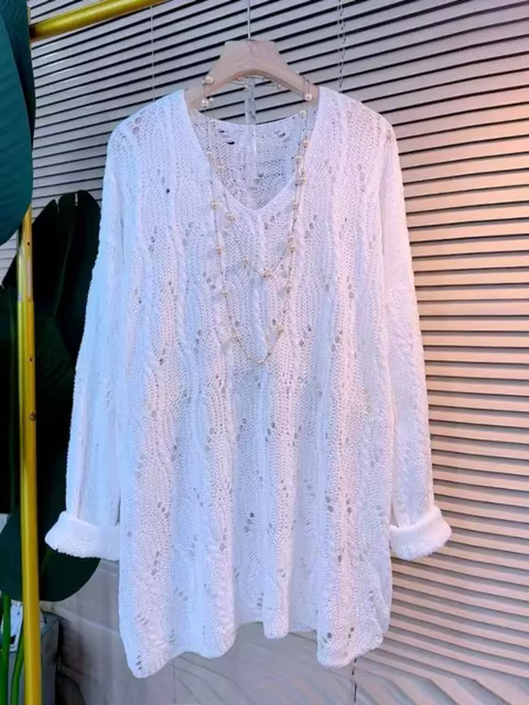 Pulls surdimensionnés pour femmes à manches longues col en v Pull décontracté mode