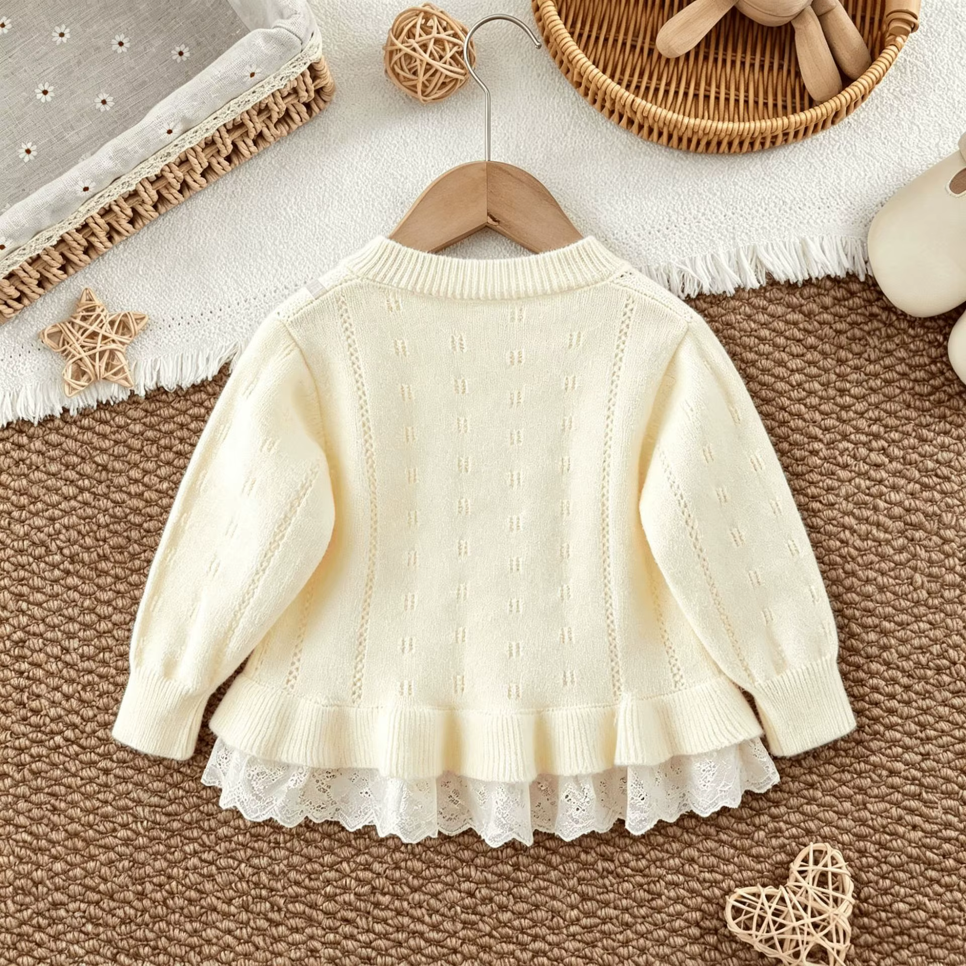Pull pour filles, nouveau produit d'automne, cardigan en tricot à nœud, jupe mignonne pour enfants, pull, veste