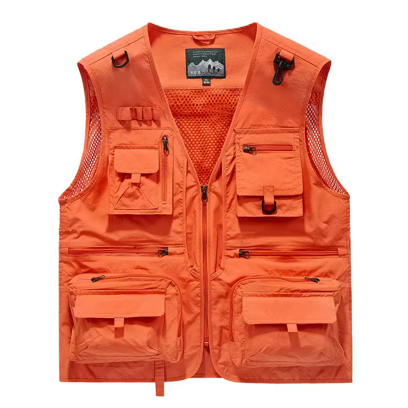 Gilet de travail d'extérieur pour hommes, gilet de pêche multi-poches, coupe ample, pour alpinisme et photographie, séchage rapide