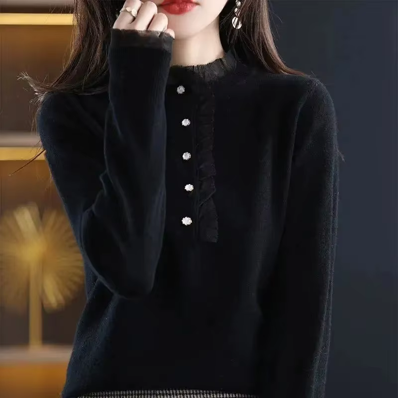 Pull en dentelle à manches longues pour femmes