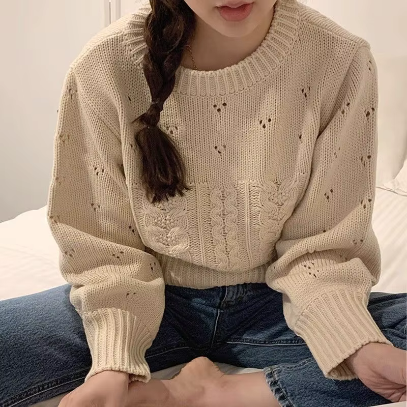 Pull torsadé japonais rétro pour femme, pull à col rond, automne et hiver 2025