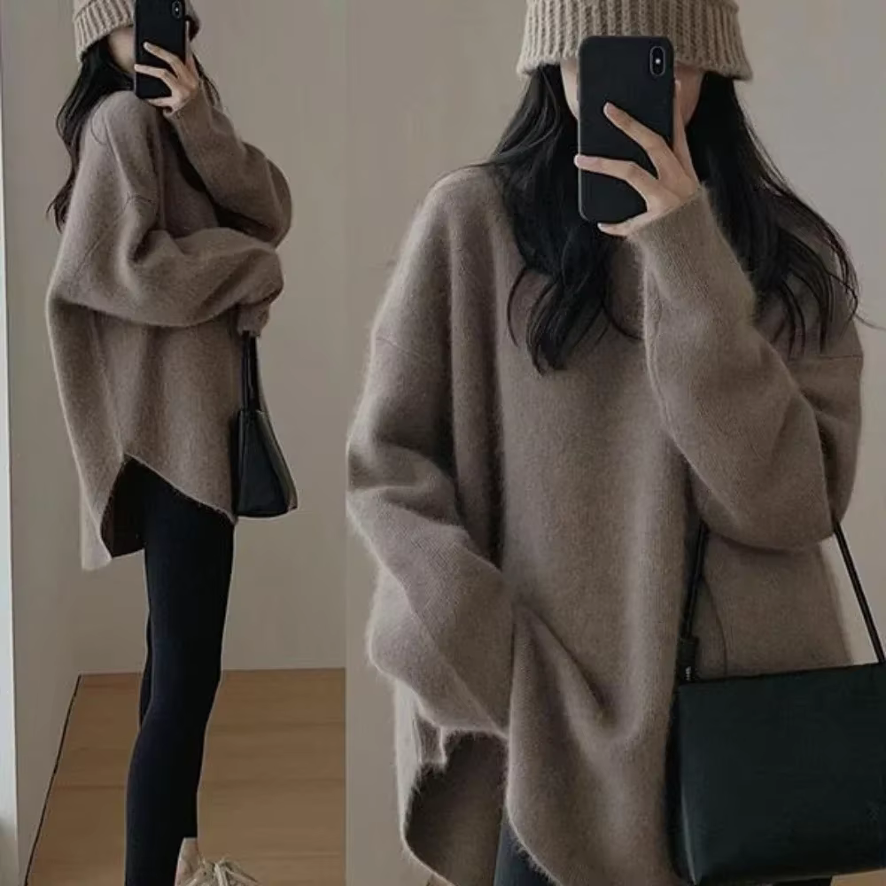 Pull femme Long rouge haut en tricot