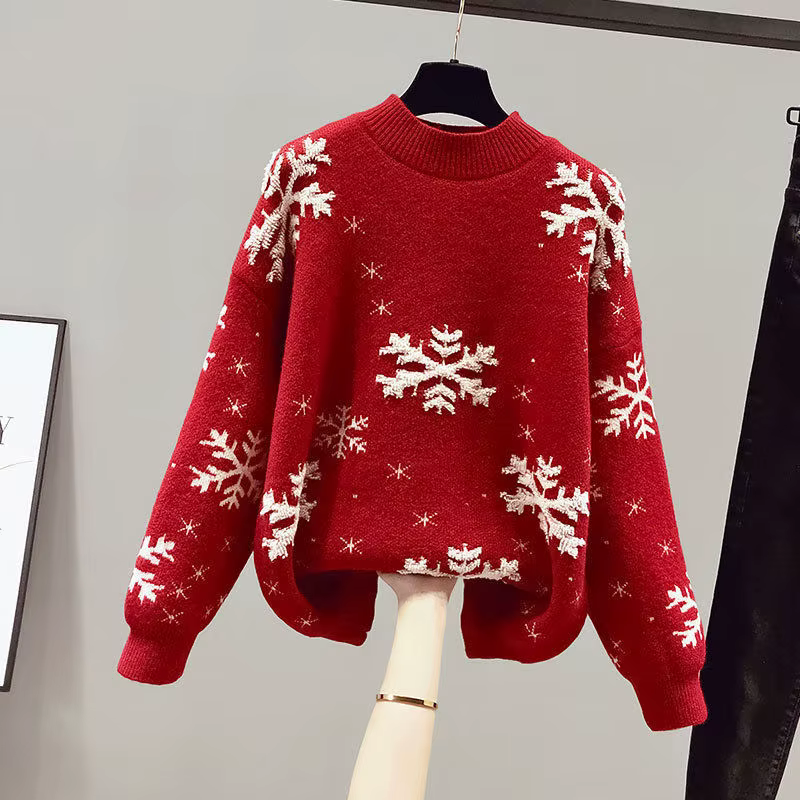 Pull de noël à motif de flocon de neige pour femme