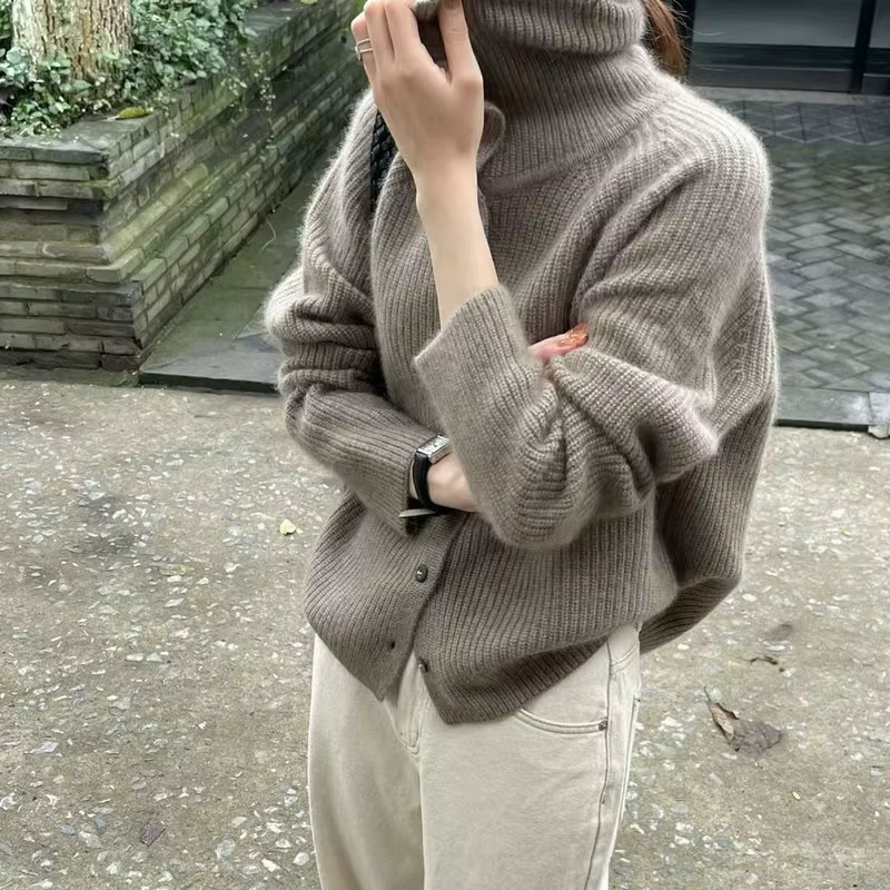 Cardigan à col roulé pour femme