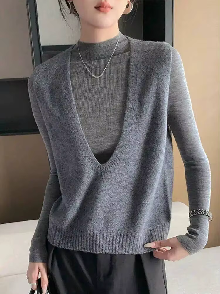 Gilet pull sans couture 100% laine