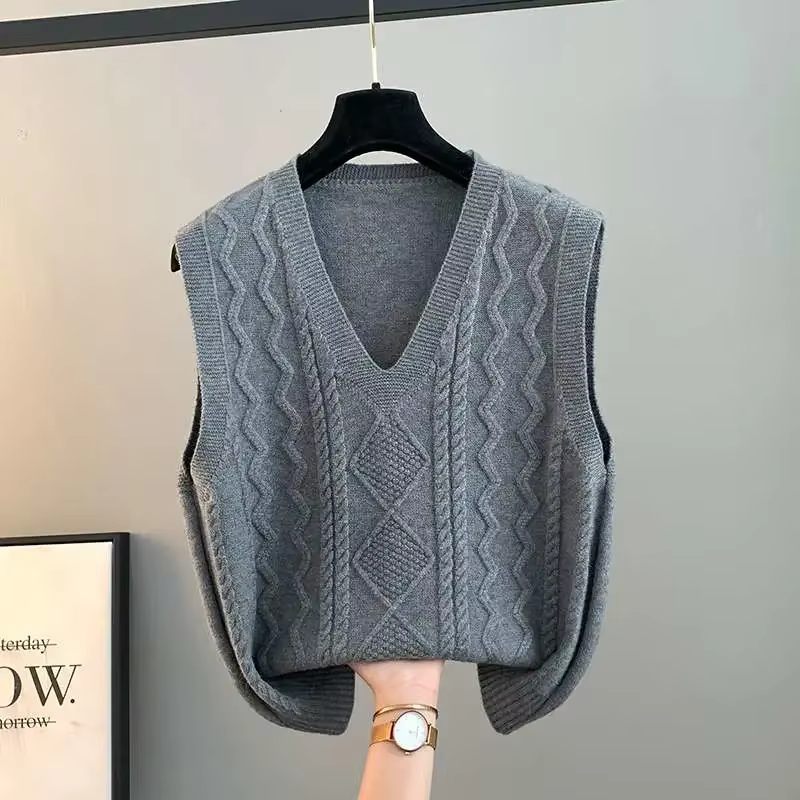 Gilet gilet veste automne gilet nouveau tricoté femmes pull col en v ample hiver cheval pince vêtements chauds