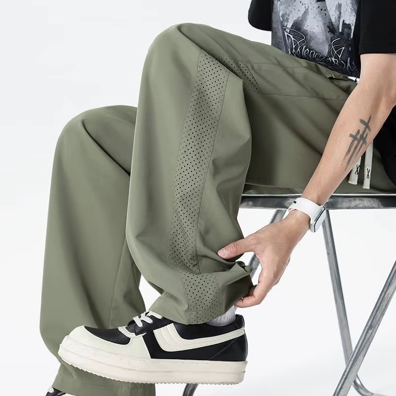 Pantalon en maille pour homme, couleur unie, respirant, séchage rapide, pour le sport, la course, le fitness, décontracté, mode, pantalon fin pour homme