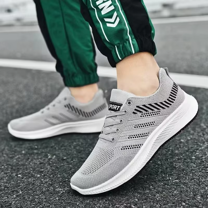 Chaussures décontractées en maille pour hommes, baskets à lacets, chaussures de marche coordonnantes, chaussures de course légères, chaussures de tennis respirantes, mode extérieure