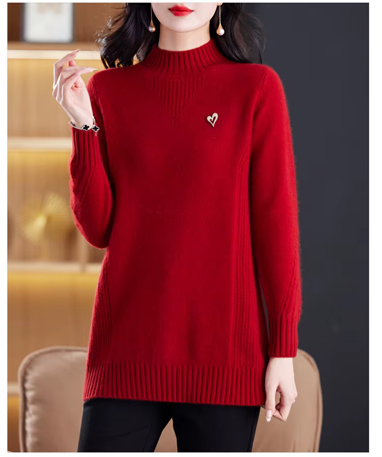 Pull femme nouveau élégant col roulé chaud Pollovers Blouse tricot dames