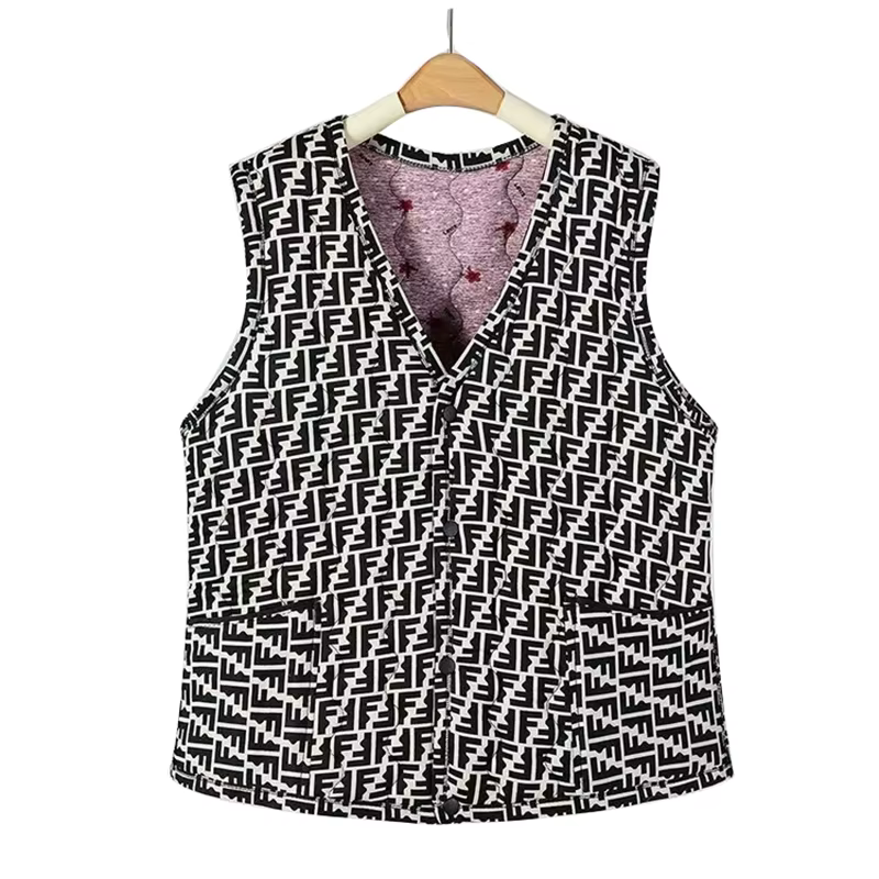 Gilet en polyester tricoté à fleurs pour femmes, coton chaud, col en V, boutons et poches, pour automne et hiver