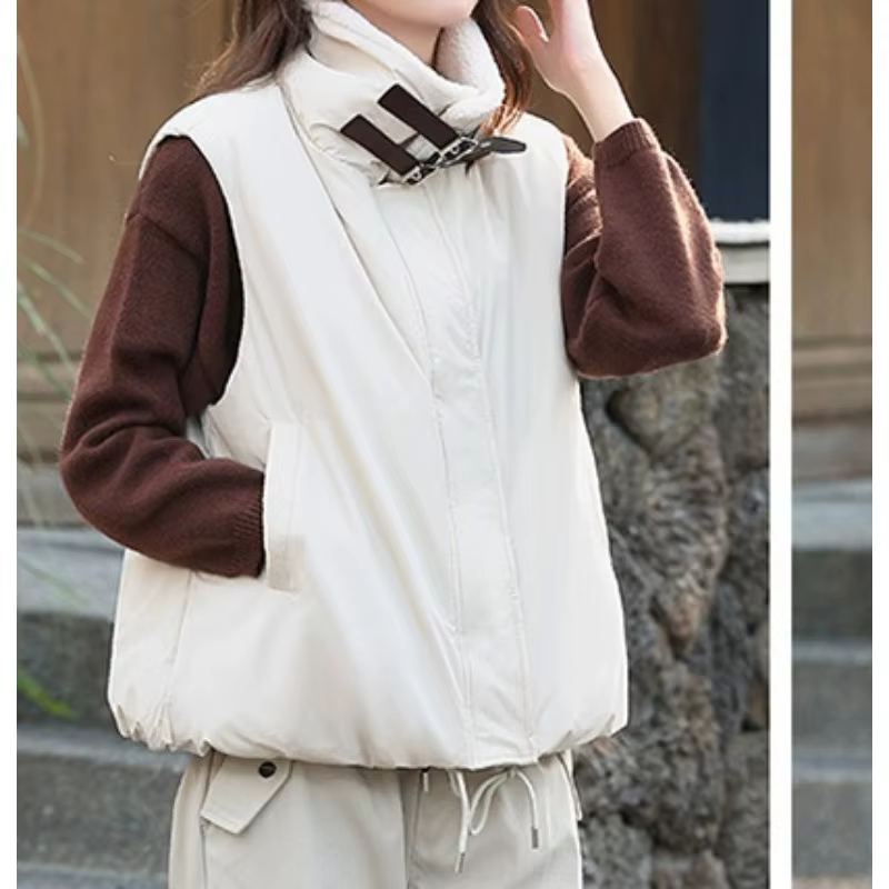 2025 hiver nouveau gilet col en laine d'agneau coton