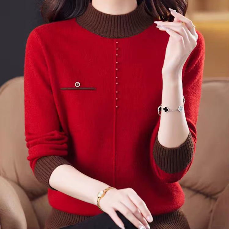 Top femme vêtements Vintage femmes pull mode élégant demi col haut