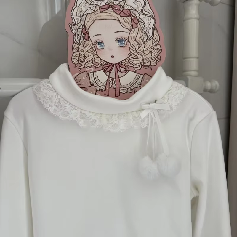 Doux dentelle volants Ropa Mujer 2026 vêtements Femme fourrure épissé à manches longues Pulls Femmes Y2k