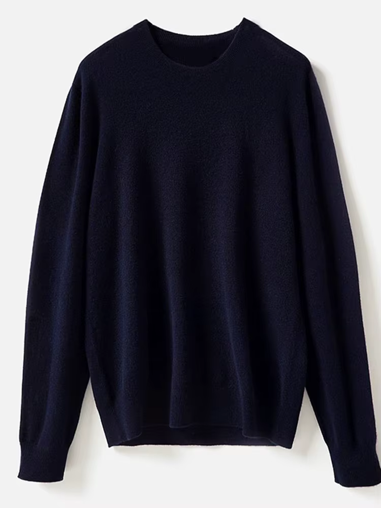 Hommes 100% laine mérinos pull basique col rond
