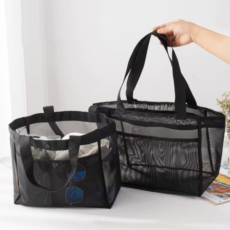 Sac à main en maille avec sac de rangement en maille de Nylon de grande capacité, sac de courses, sac à bandoulière Portable d'extérieur