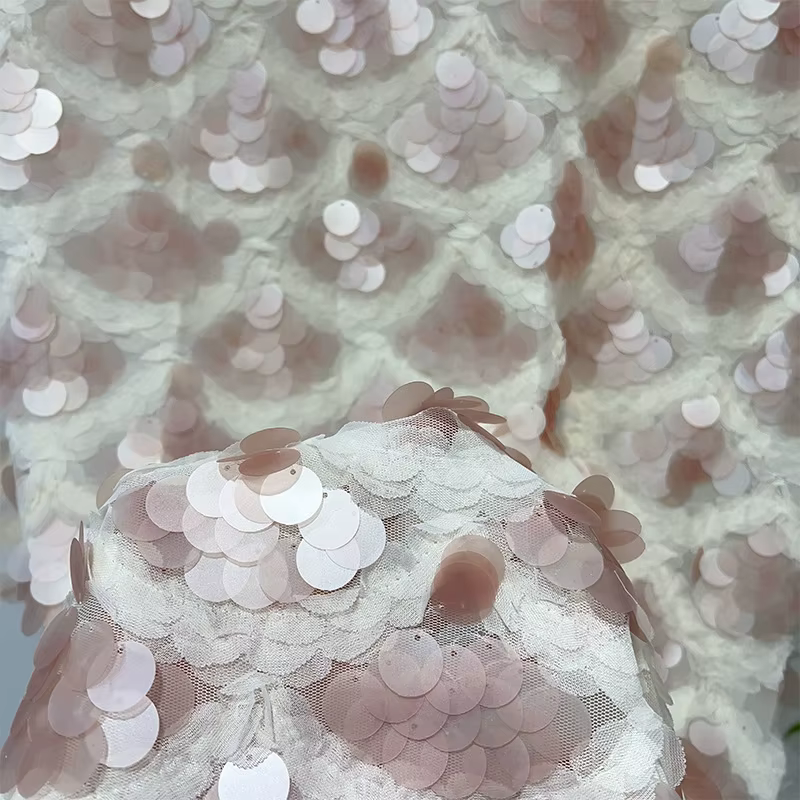 Tissu de Base en maille brodée de paillettes, tissu rond en dentelle à paillettes pour bricolage, robe de soirée de rosée, vêtements de spectacle