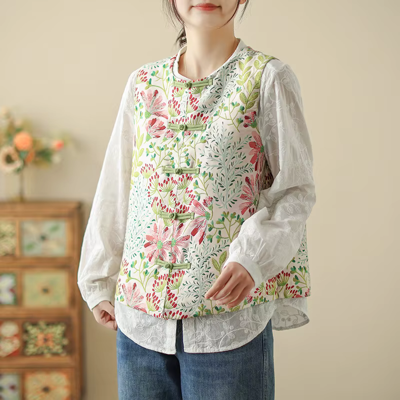 Gilet ample brodé floral