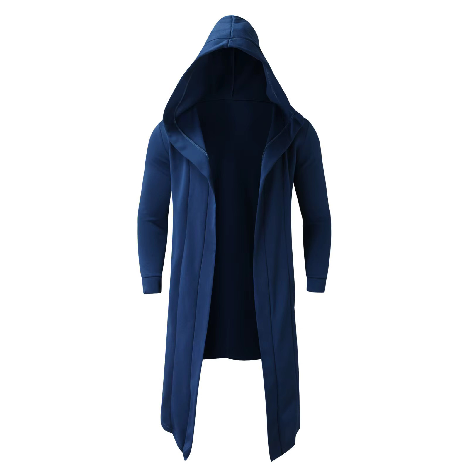 Cardigan long à capuche pour homme avec manches longues et ouverture frontale, cape longue légère, veste coupe-vent et imperméable pour homme