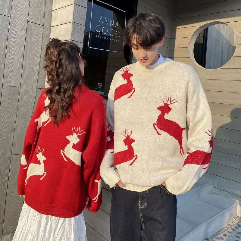 Pull ample et coréen pour femme, motif dessin animé, polyester et rayonne, pour automne hiver et fêtes
