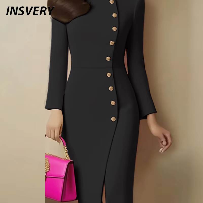 2025 col montant mode automne Mini robe femmes vacances à manches longues Simple Cardigan robe Simple boutonnage solide dames robe