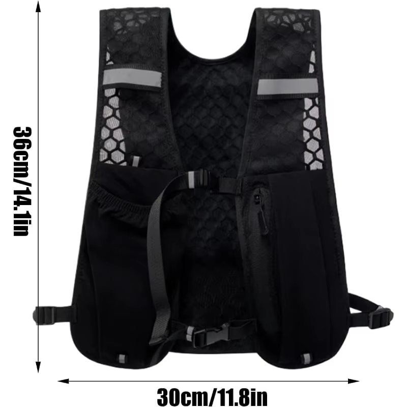 Gilet de course pour marathon et trail, gilet de randonnée léger, sac à dos réfléchissant avec poche pour téléphone et poche pour poche à eau