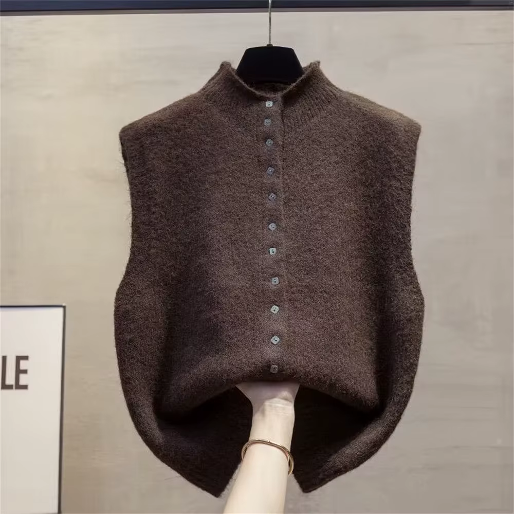 Vêtements pour femmes 2026 automne nouvelle mode sans manches col rond pull