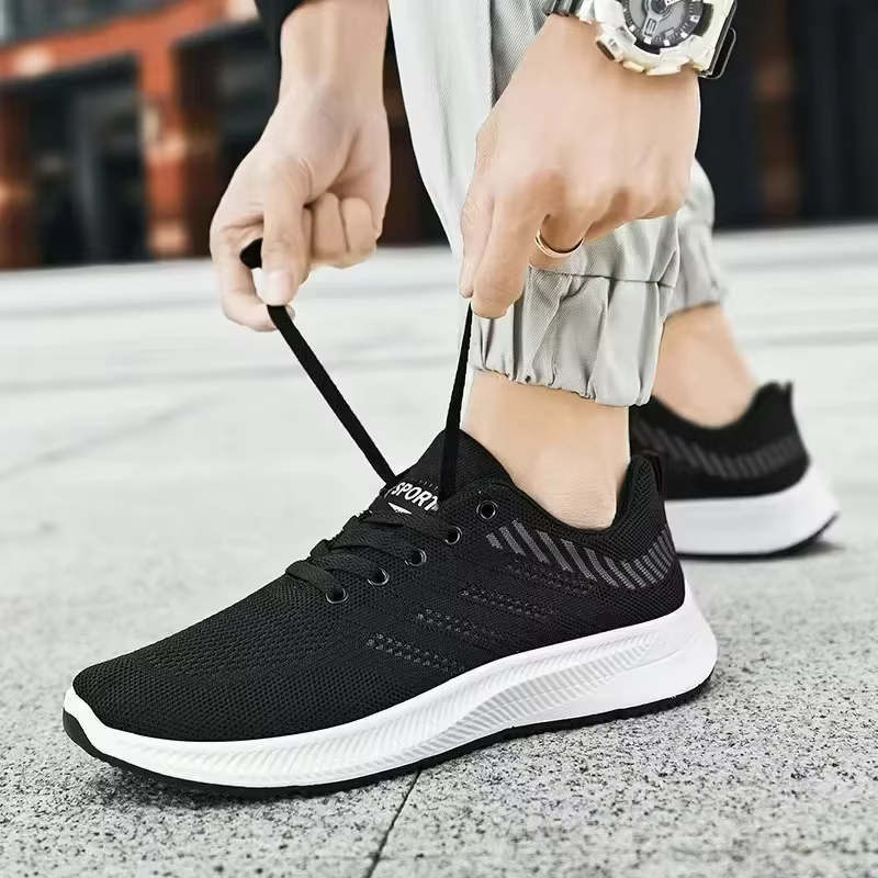 Chaussures décontractées en maille pour hommes, baskets à lacets, chaussures de marche coordonnantes, chaussures de course légères, chaussures de tennis respirantes, mode extérieure