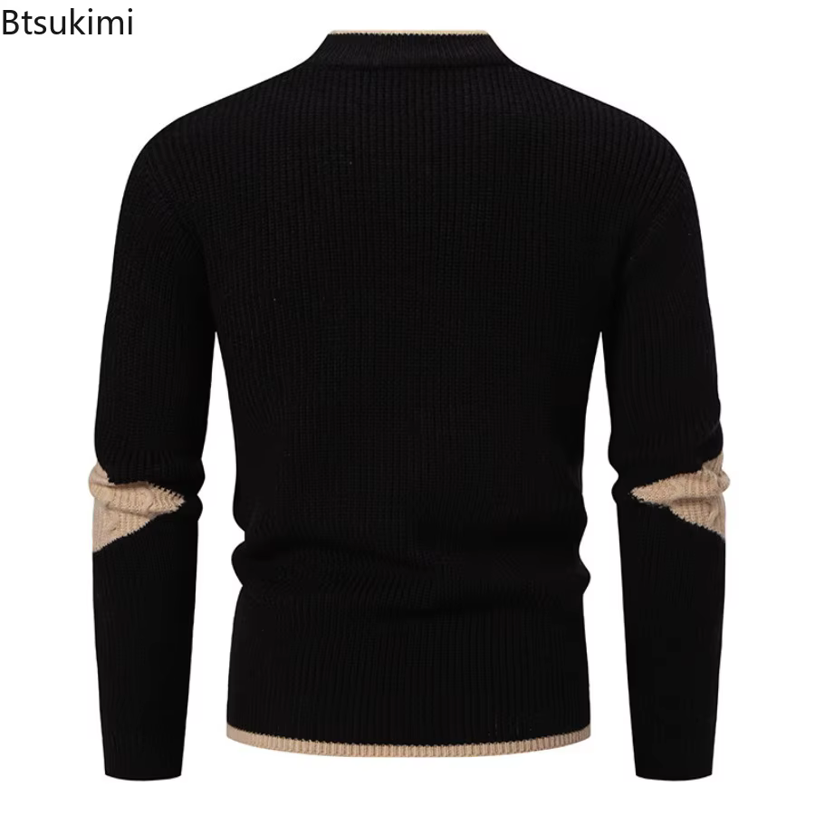 Pull tricoté pour hommes, bloc de couleurs, mode automne/hiver 2026, pull de rue, manteaux amples et chauds pour l'extérieur