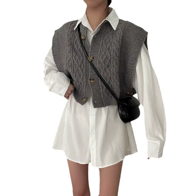 Gilet cardigan tricoté à boutons pour femme 2026