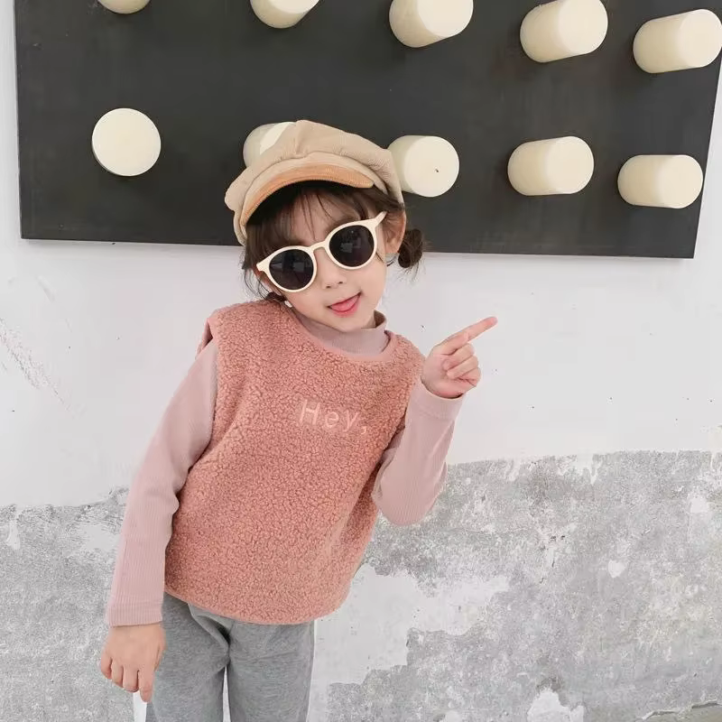 Gilet pour enfants pour l'automne et l'hiver, vêtements d'extérieur pour garçons et filles, gilet à la mode avec polaire en peluche, Style Simple
