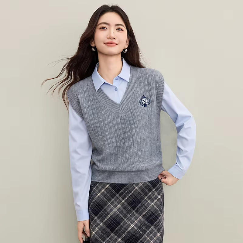 Gilet pull sans manches style universitaire pour femme SENTUBILA