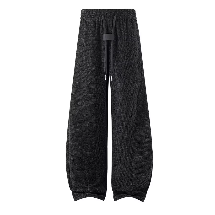 Pantalon de jogging en maille pour homme, coupe large, avec cordon de serrage, taille élastique, style décontracté, coupe athlétique, pantalon lanterne