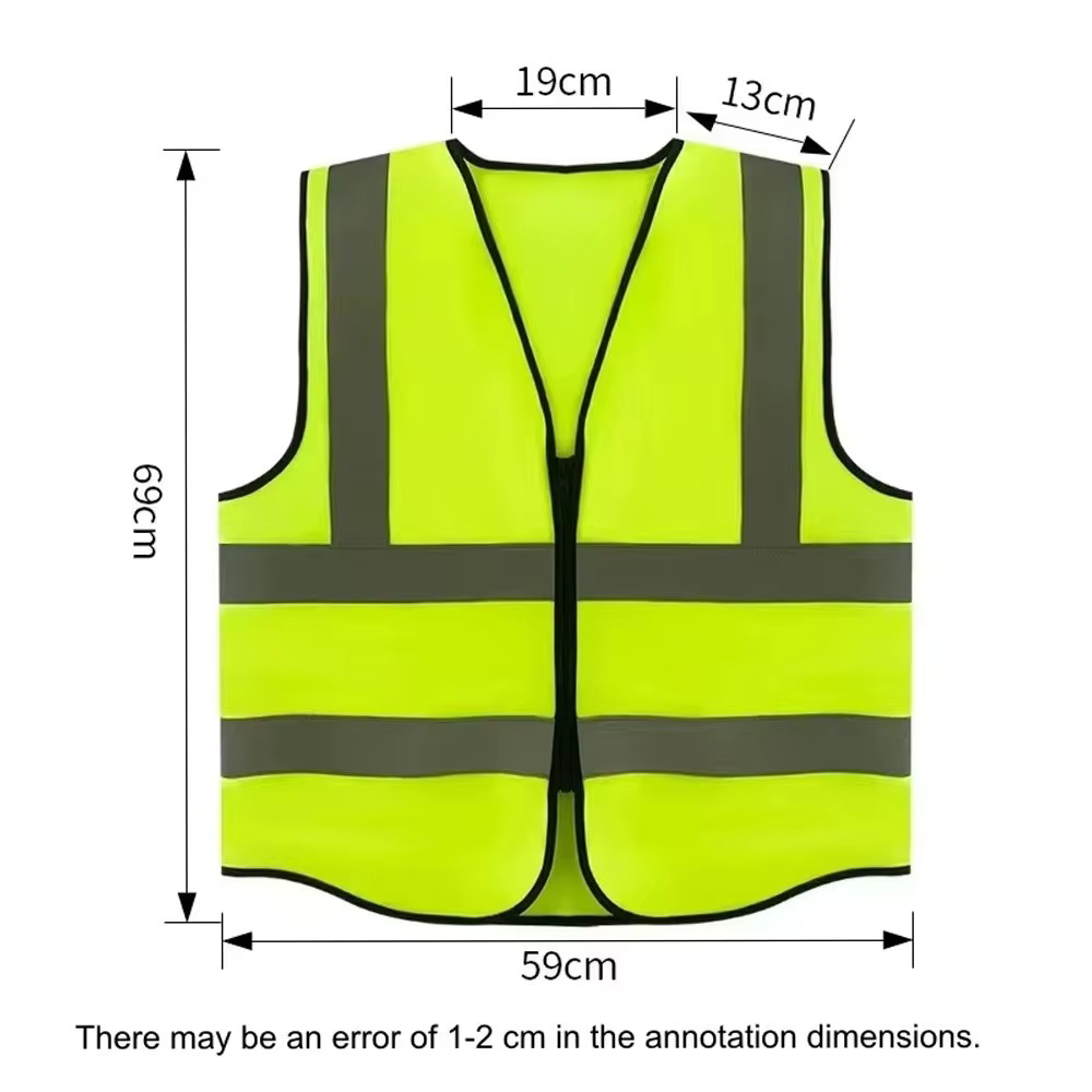 Gilet de sécurité haute visibilité durable avec bandes réfléchissantes avant et fermeture éclair – Tenue de travail pour agents de sécurité et entrepôts