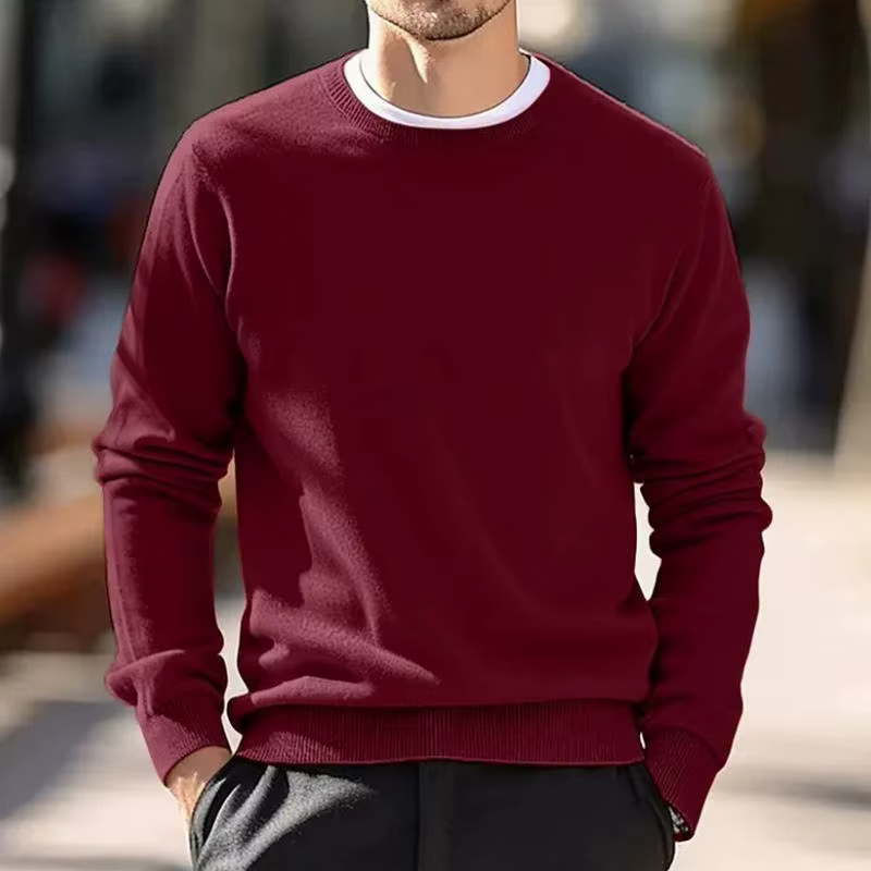 Pull en laine à col rond pour homme, pull, simple et élégant, style coréen, ample et surdimensionné, col roulé, haut de couleur unie.