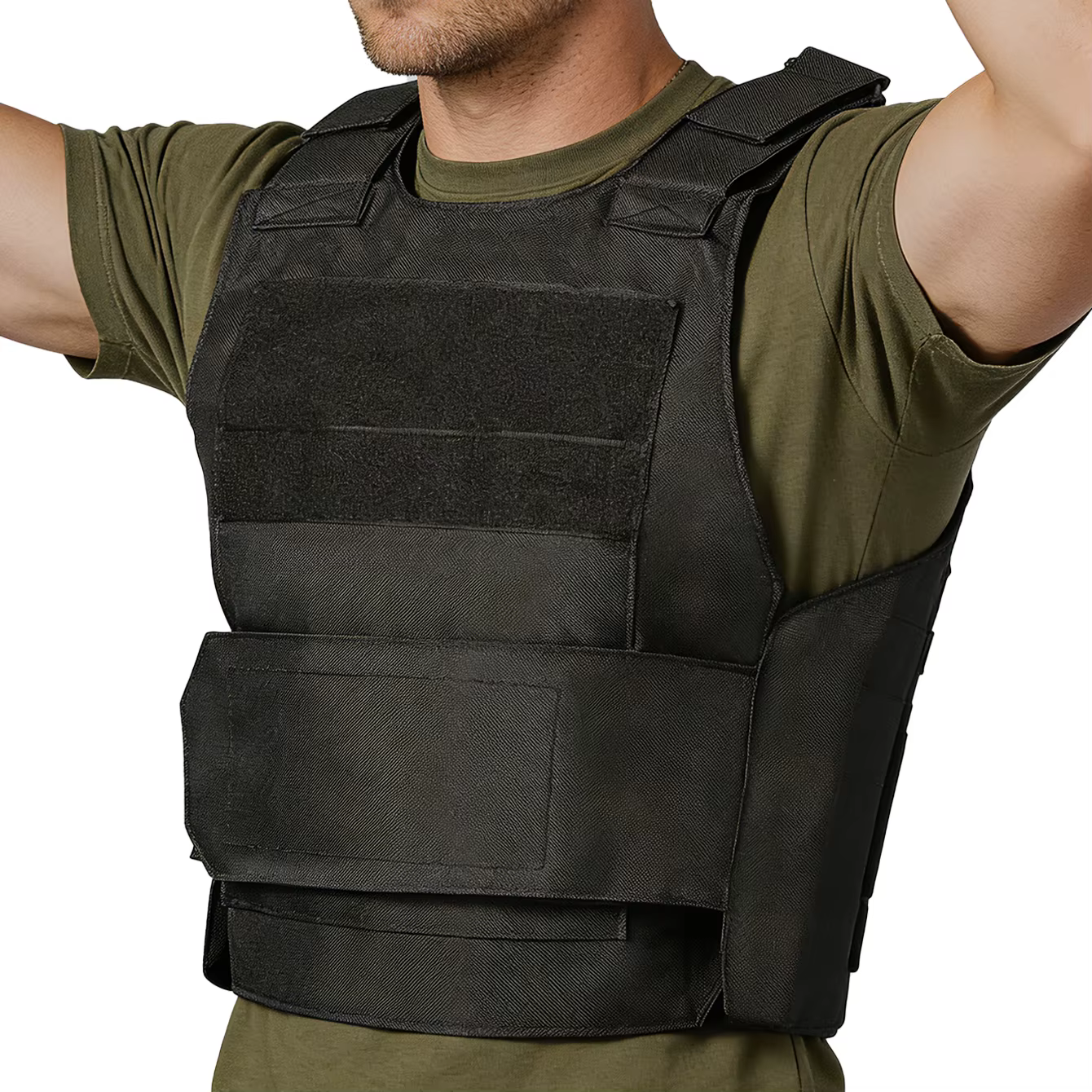 Gilet de chasse avec bretelles et ceinture ajustables en velcro élargis, fabriqué en tissu durable et résistant à l'usure